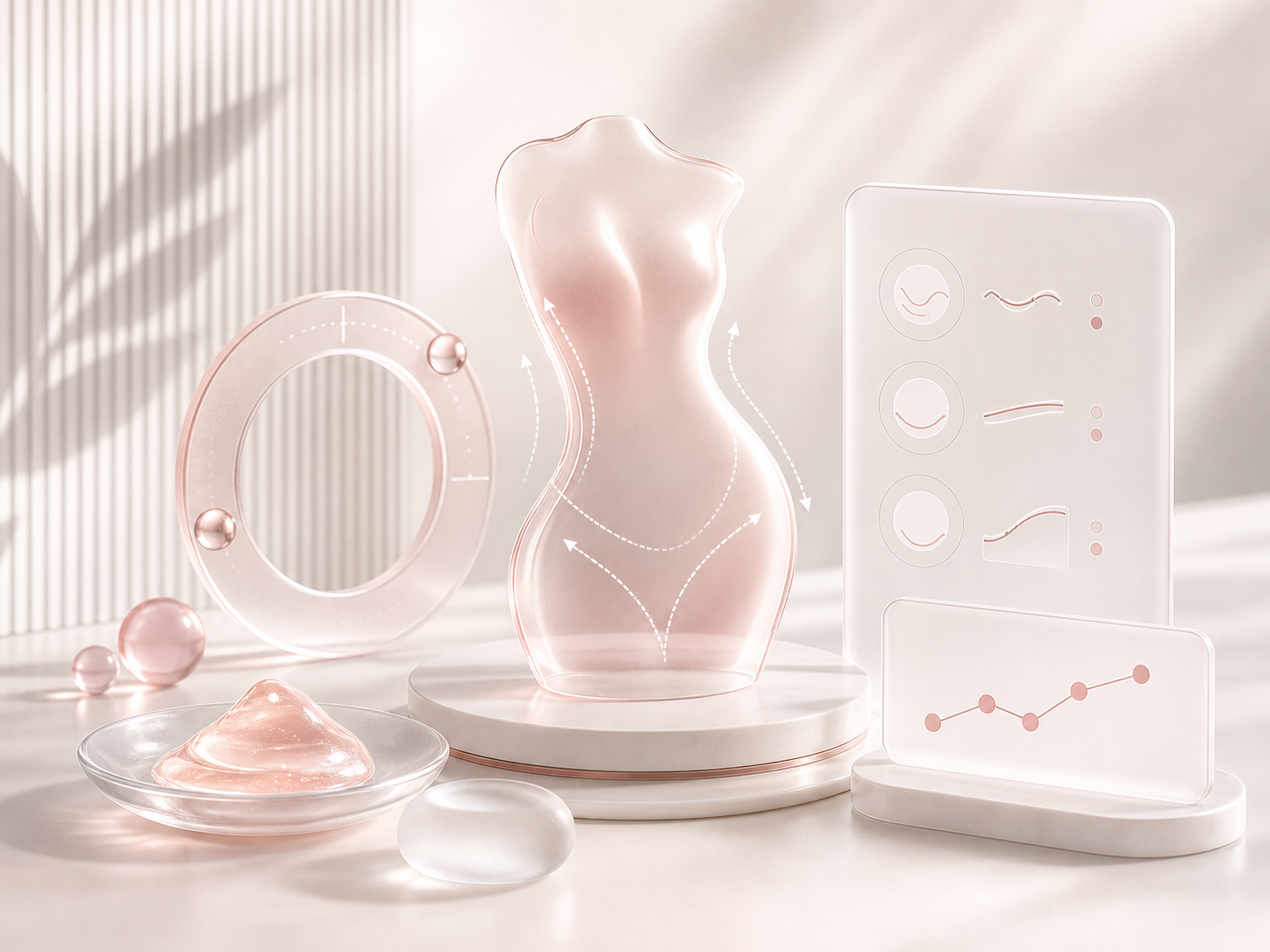 Glass-style abstract body contouring and wellness artwork