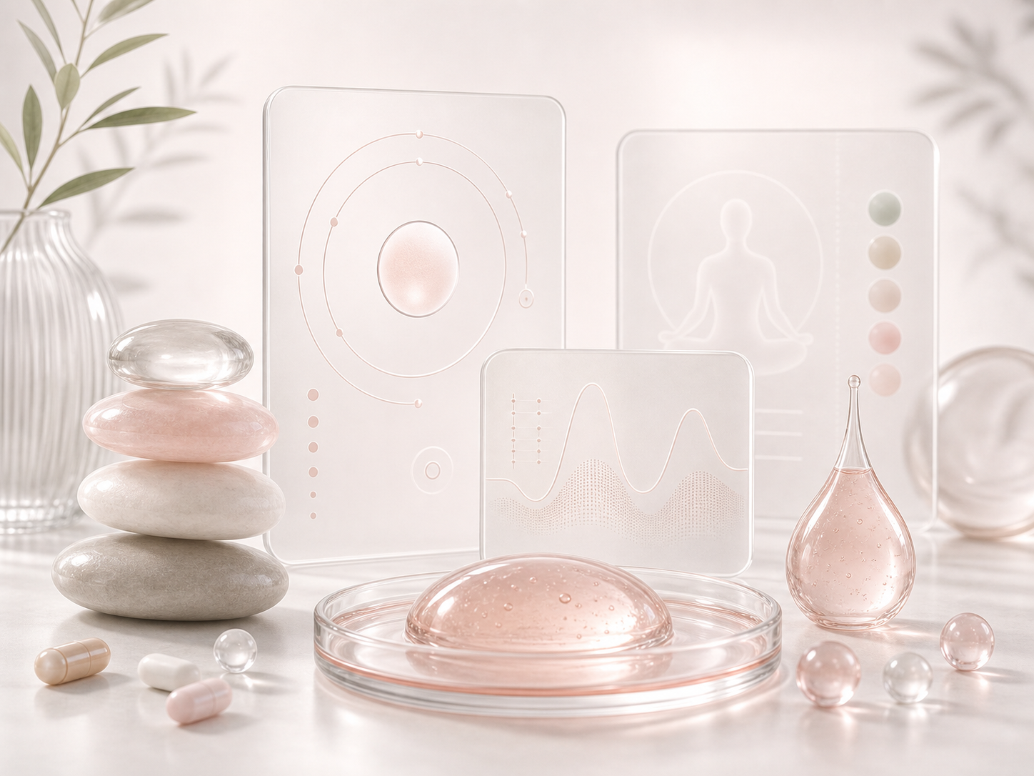 Glass-style abstract wellness treatment artwork