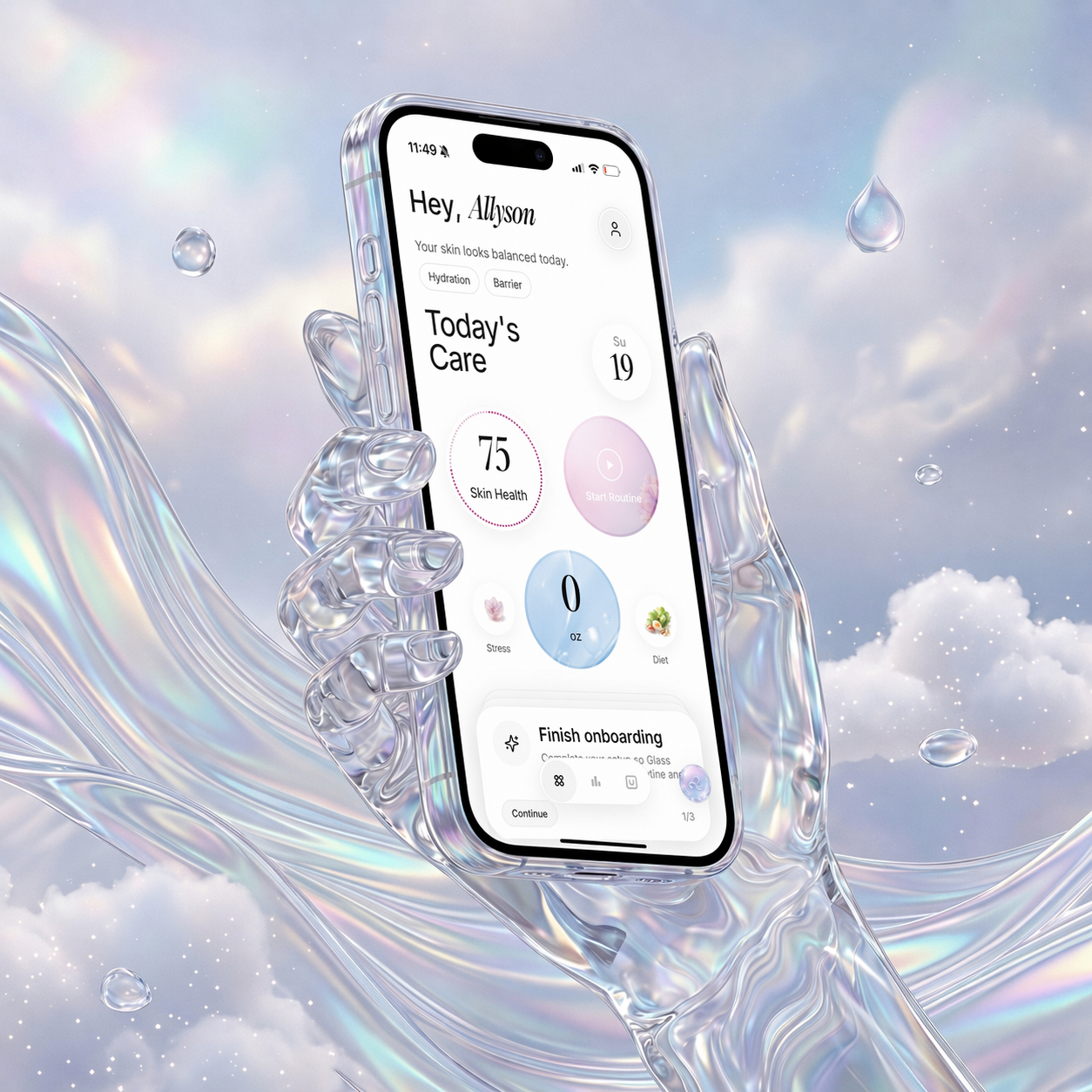 Glass product tracking card for logging a moisturizer change